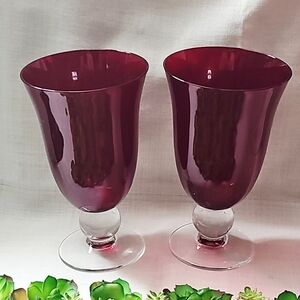 Lenox Holiday Gems  Burgundy Red Wine Glass Goblets Set Of 2